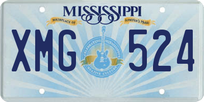 MS license plate XMG524