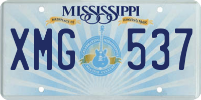 MS license plate XMG537