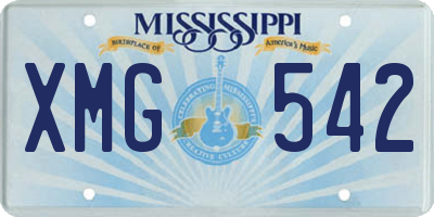 MS license plate XMG542