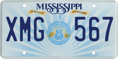 MS license plate XMG567