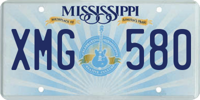 MS license plate XMG580