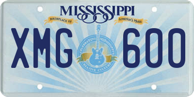 MS license plate XMG600