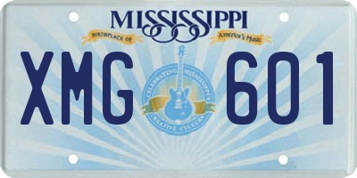 MS license plate XMG601