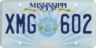 MS license plate XMG602