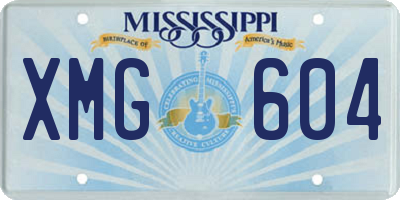 MS license plate XMG604