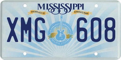MS license plate XMG608