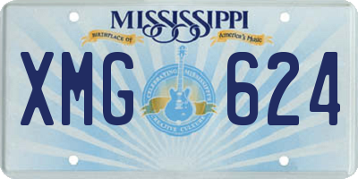 MS license plate XMG624