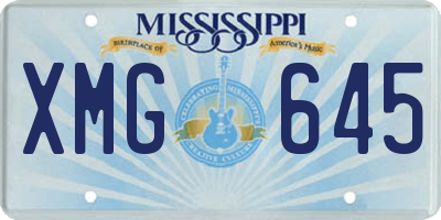 MS license plate XMG645