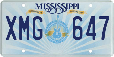 MS license plate XMG647