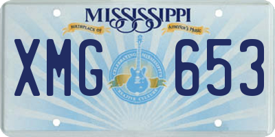 MS license plate XMG653
