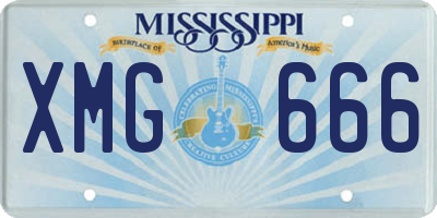 MS license plate XMG666