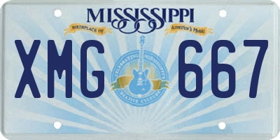 MS license plate XMG667