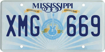 MS license plate XMG669