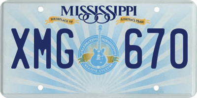 MS license plate XMG670