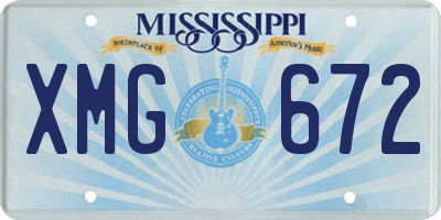 MS license plate XMG672