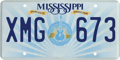 MS license plate XMG673