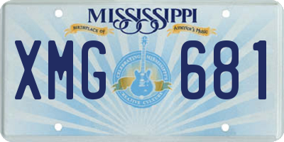 MS license plate XMG681