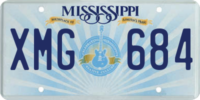 MS license plate XMG684