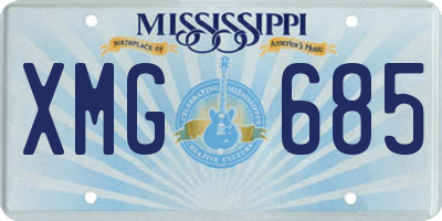 MS license plate XMG685