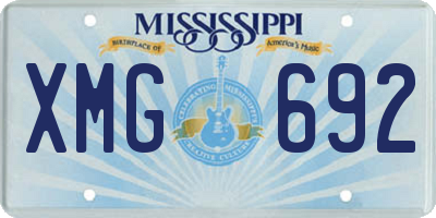 MS license plate XMG692