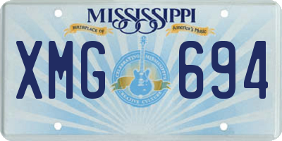 MS license plate XMG694