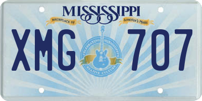 MS license plate XMG707