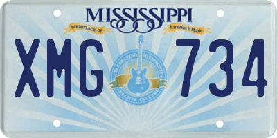 MS license plate XMG734