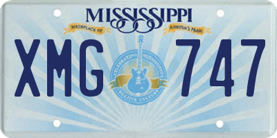 MS license plate XMG747