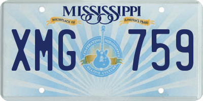 MS license plate XMG759