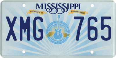 MS license plate XMG765