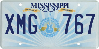 MS license plate XMG767