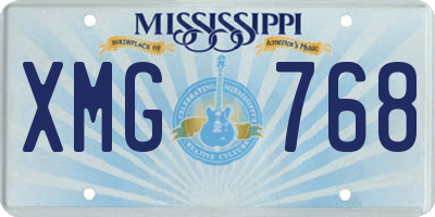 MS license plate XMG768