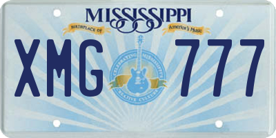 MS license plate XMG777