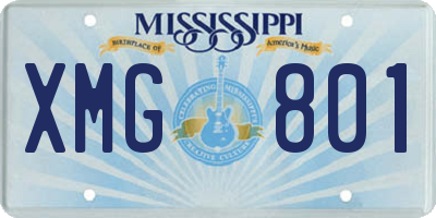 MS license plate XMG801