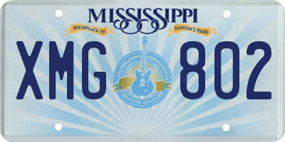 MS license plate XMG802