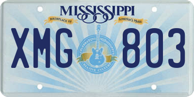 MS license plate XMG803