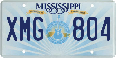 MS license plate XMG804