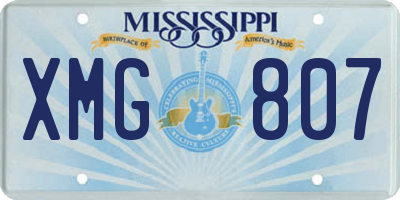 MS license plate XMG807