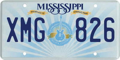 MS license plate XMG826
