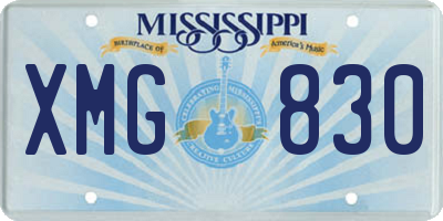 MS license plate XMG830
