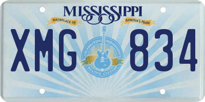 MS license plate XMG834