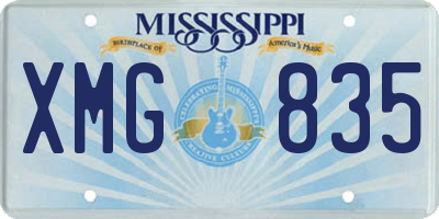 MS license plate XMG835