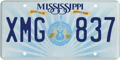 MS license plate XMG837
