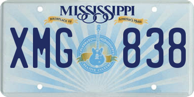 MS license plate XMG838