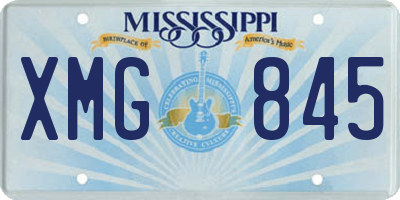MS license plate XMG845