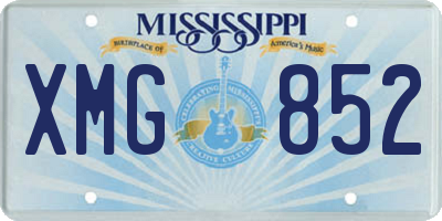 MS license plate XMG852