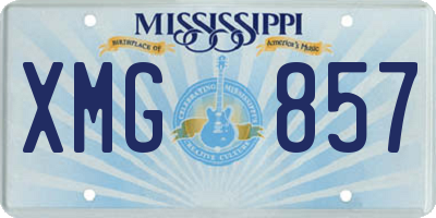 MS license plate XMG857