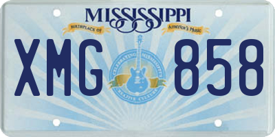 MS license plate XMG858