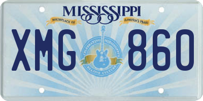 MS license plate XMG860