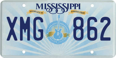 MS license plate XMG862